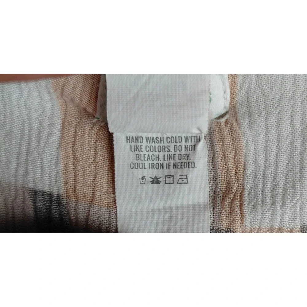Aerie‎ Striped Kimono Wrap OS Peach Grey Cream Open Front Beach Coverup Viscose